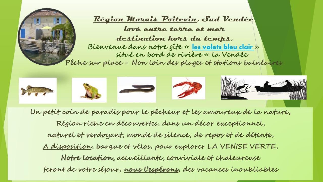 Marais Poitevin Bord Riviere Peche ,Barque, Velos, Wifi, Linge, Cheminee, Cuisine, Terrain De Boules La Taillee Eksteriør billede
